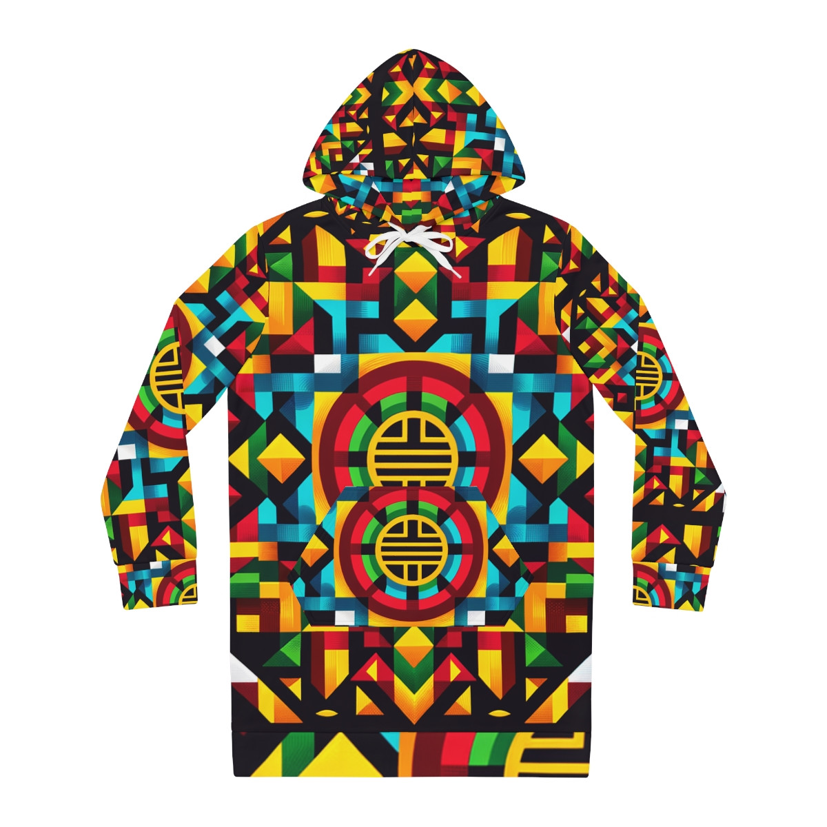 "Heritage Chic: Kente-Enchant Women's Hoodie Dress"