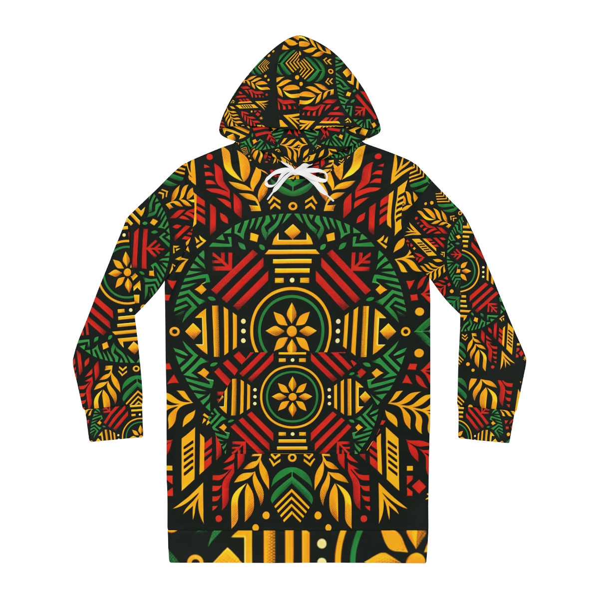 "African Elegance: Kente Majesty Women's Hoodie Dress"