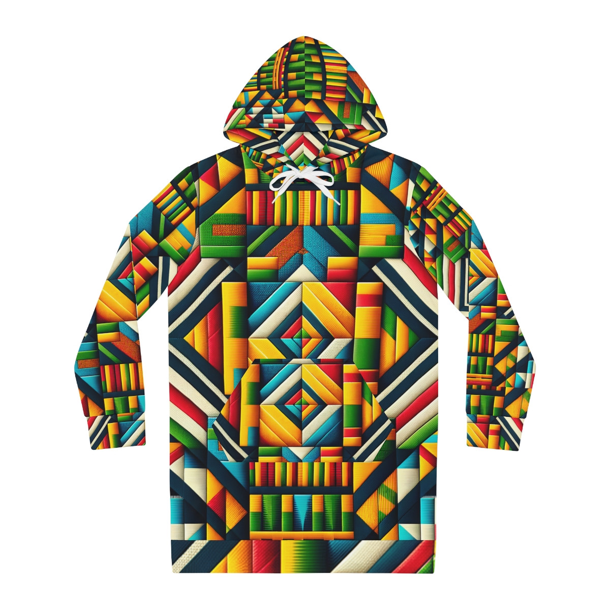"AfroEclipse Kente Couture Hoodie Dress"