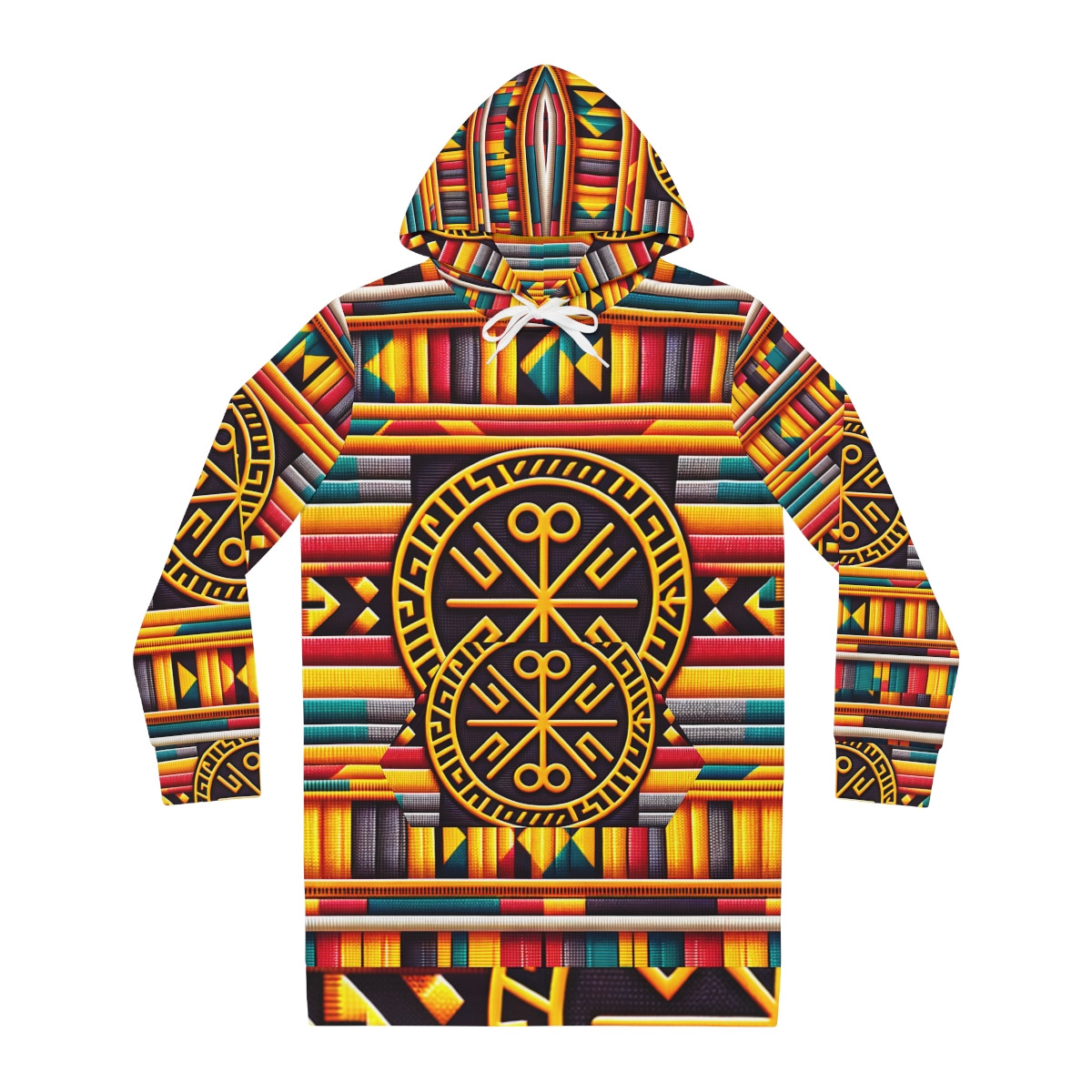 "AfroGlam Kente Fusion Women's Hoodie Dress"