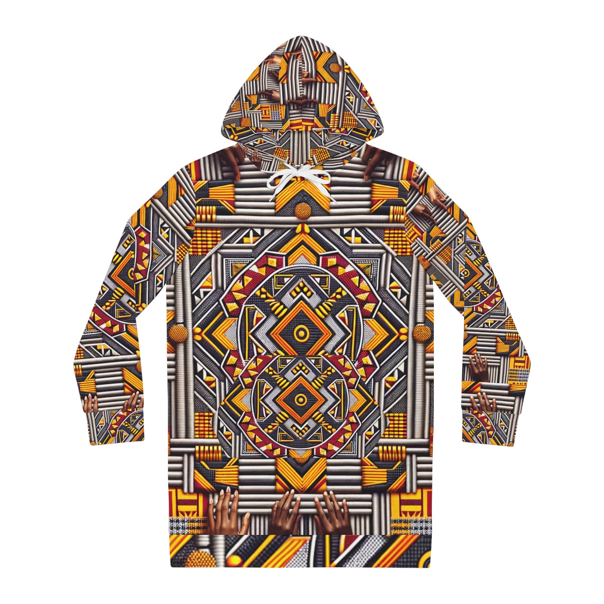 "AfroVibrance Kente Majesty Hoodie Dress"