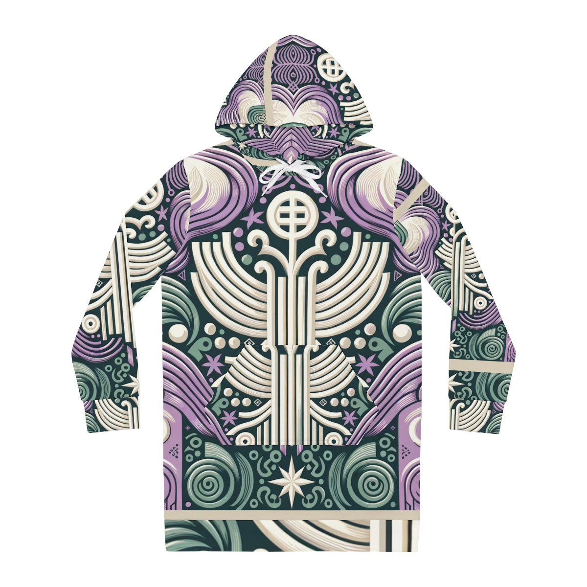 "Ashanti Splendor: Women's Kente Mosaic Hoodie Dress"
