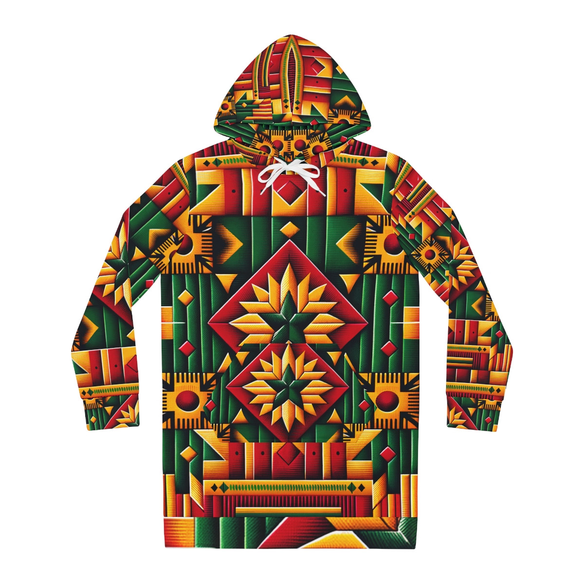 "Cultural Tapestry: Kente Radiance Women's Hoodie Dress"