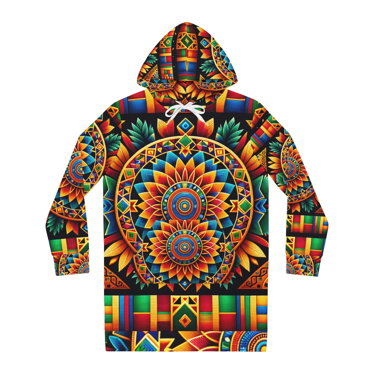 "Kente Kaleidoscope Women's Hoodie Dress"