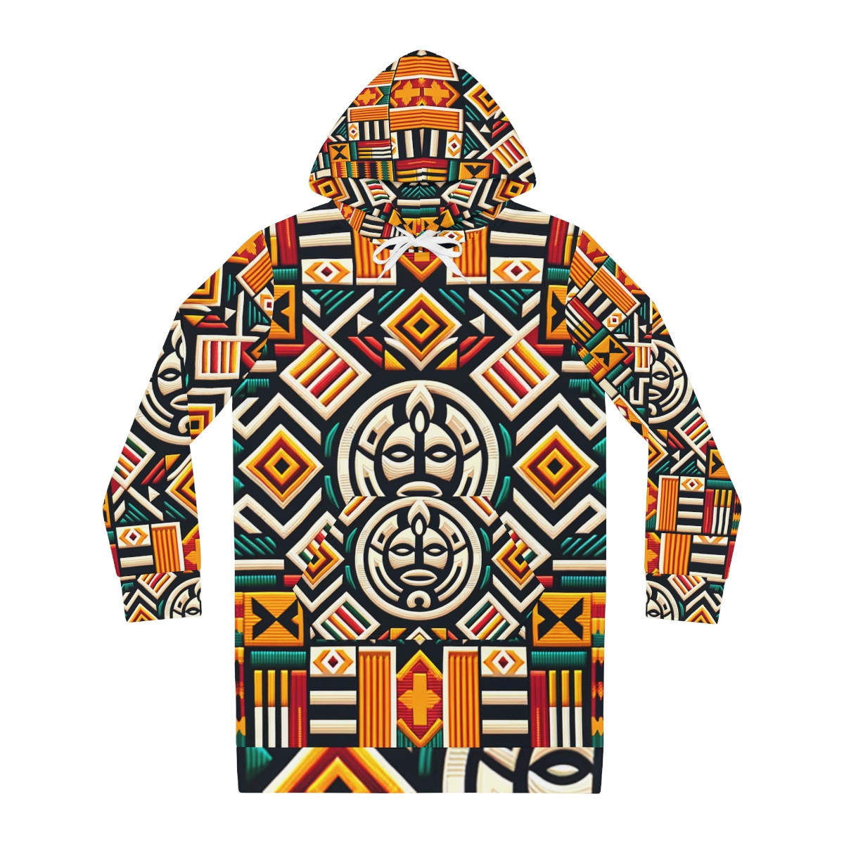 "Afrocentric Majesty: Kente Splendor Women's Hoodie Dress"
