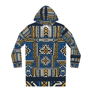 "African Tapestry: Kente Harmony Women's Hoodie Dress"