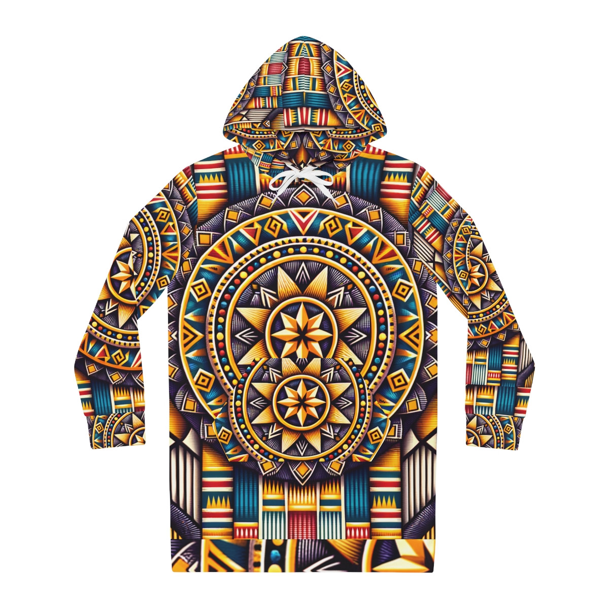 "African Tapestry: Kente Elegance Hoodie Dress"
