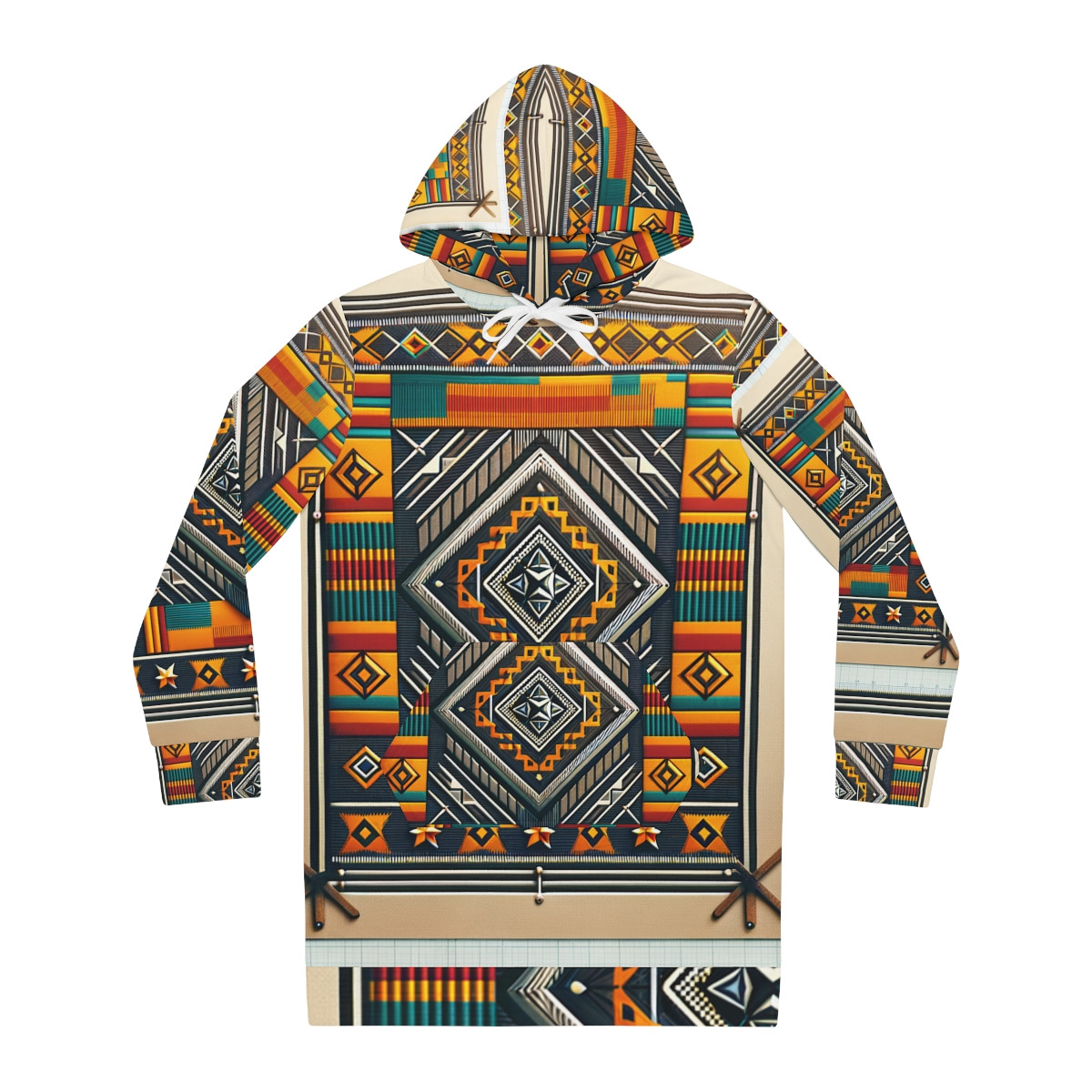 "Heritage Enrapture: Kente Fusion Women's Hoodie Dress"