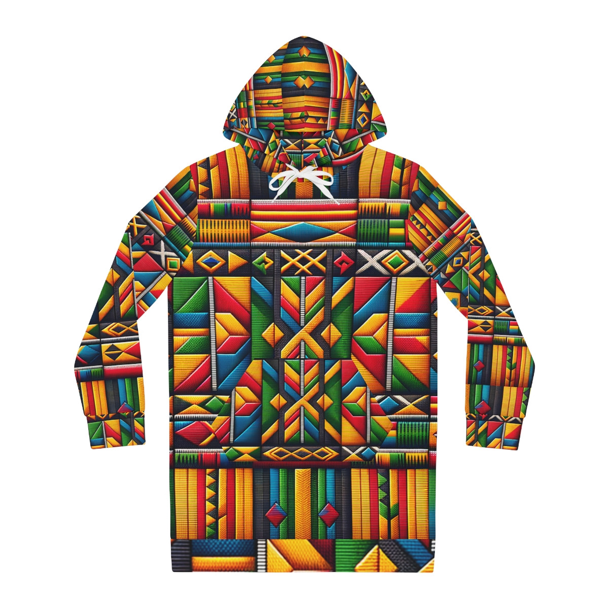 "African Rhythm Kente- Infused Women's Hoodie Dress"
