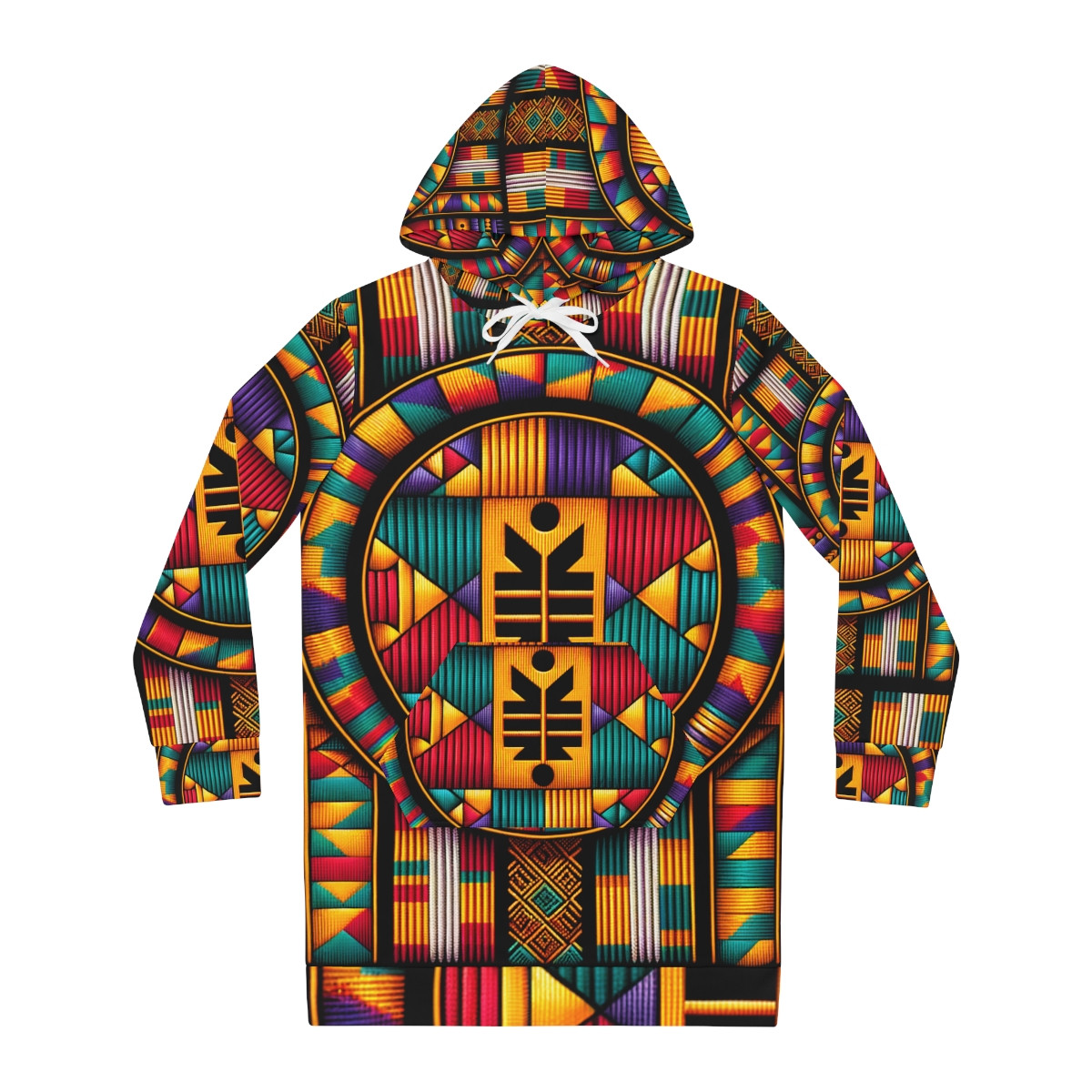 "AfroGlam Kente Symphony Women's Hoodie Dress"