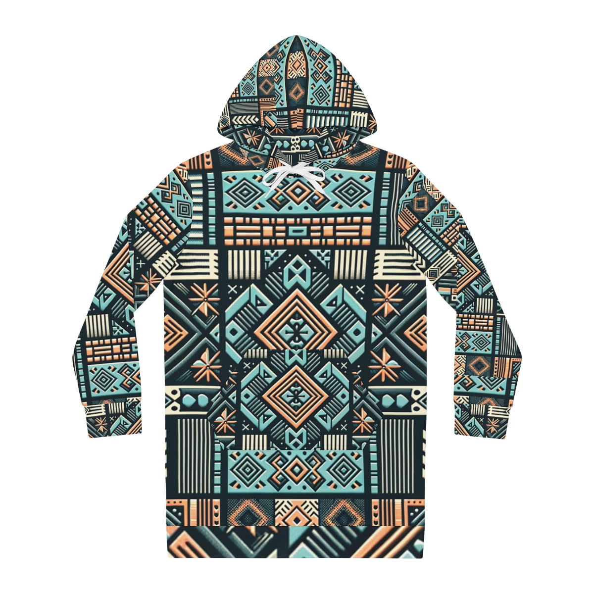 "Kaleidoscope Kente Mosaic Women's Hoodie Dress"