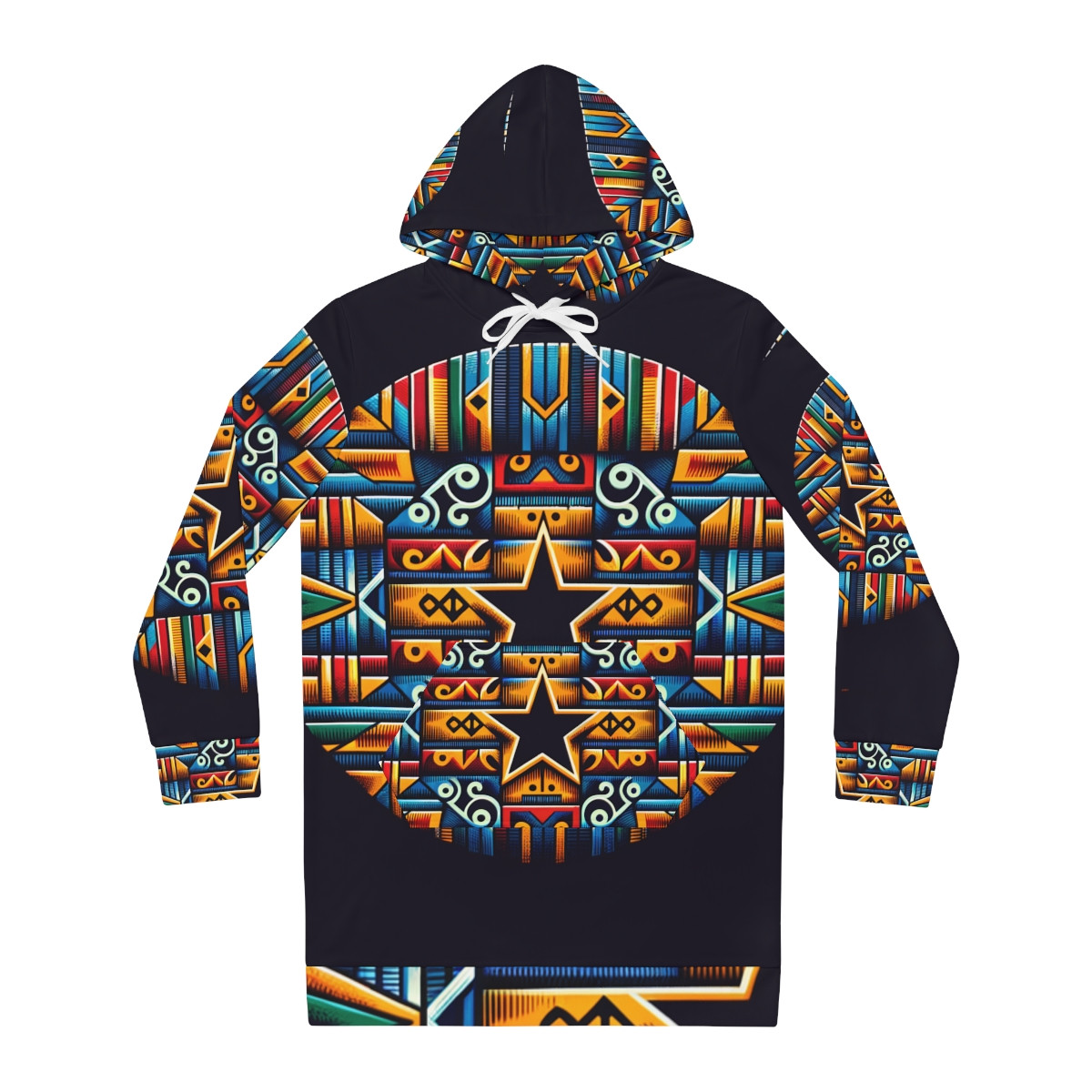 "Vibrant AfroFusion Hoodie Dress"