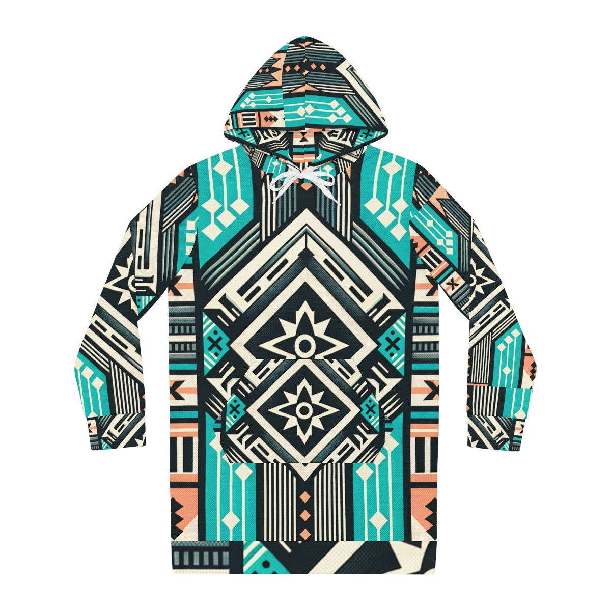 "AfroGlam Kente Kaleidoscope Women's Hoodie Dress"