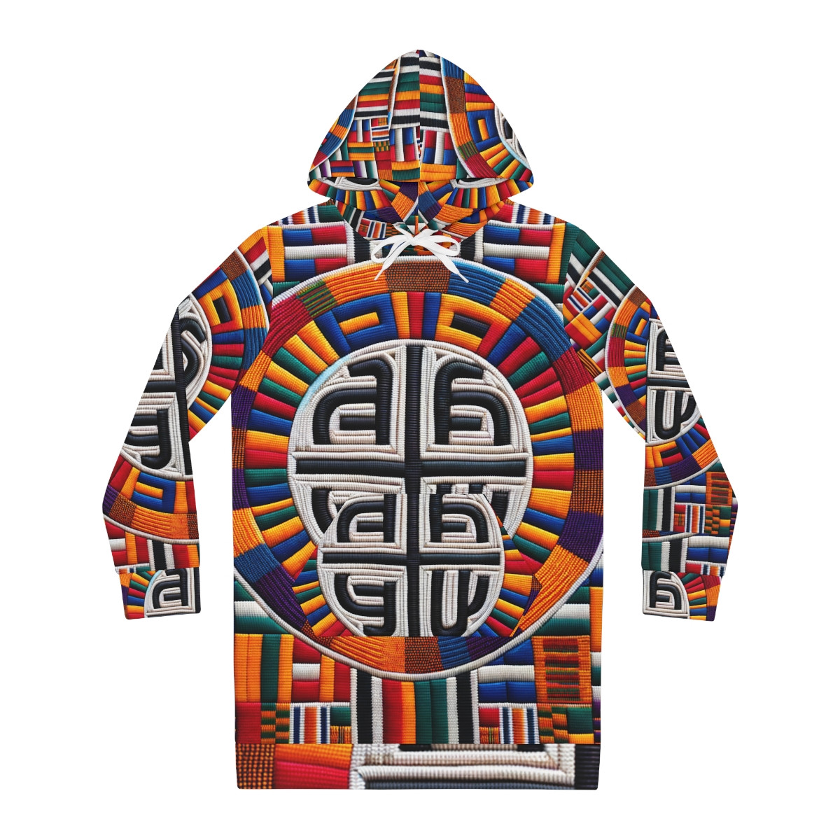 "Ashanti Radiance Women's Kente Hoodie Dress"