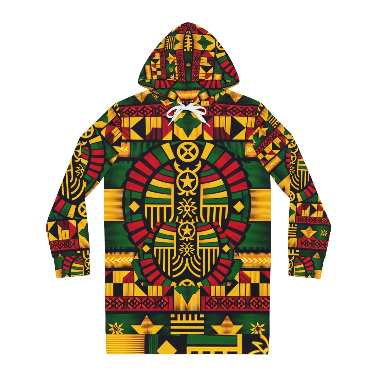 "Ashanti Elegance: Kente-Inspired Women's Hoodie Dress"