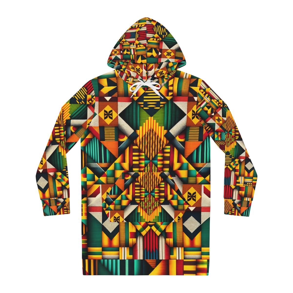 "AfroElegance Kente Chic Women's Hoodie Dress"
