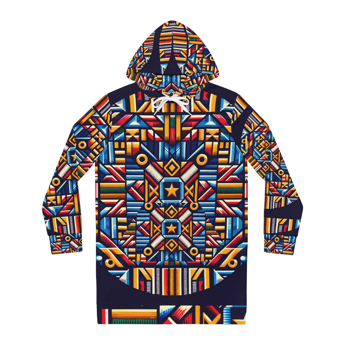 "Empress Vibrance Kente Elegance Hoodie Dress"