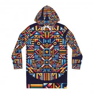 "Empress Vibrance Kente Elegance Hoodie Dress"