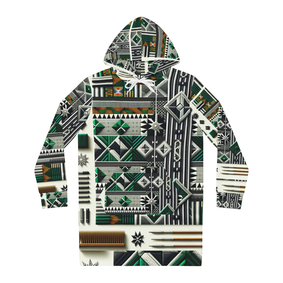 "African Mosaic: Kente Couture Women's Hoodie Dress"