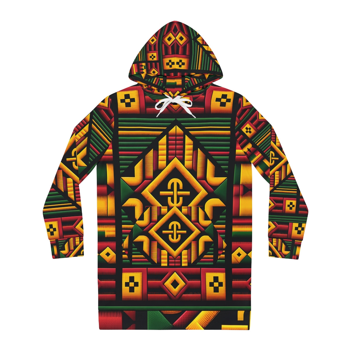 "African Essence: Kente Majesty Women's Hoodie Dress"