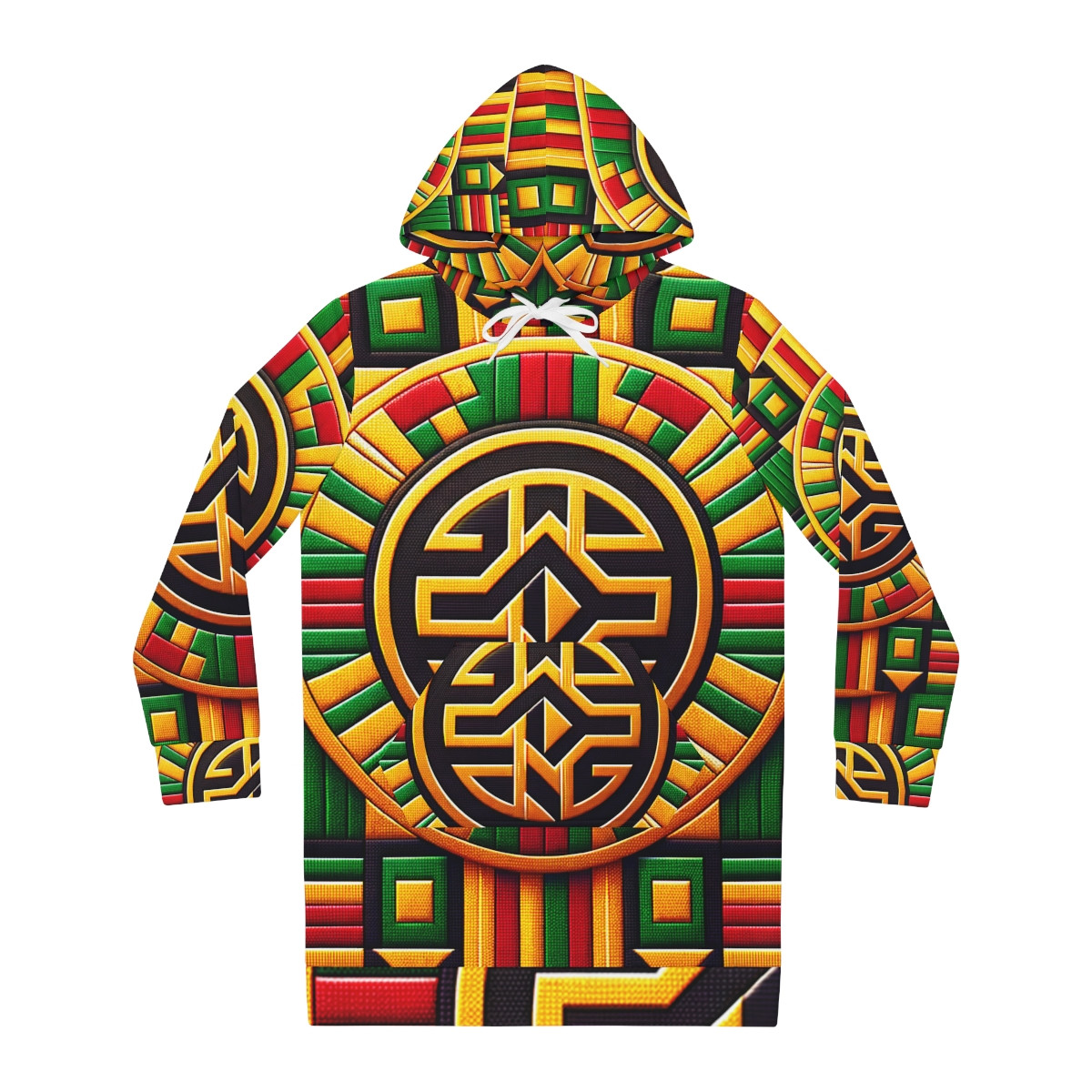 "Heritage Embrace: Kente Fusion Women's Hoodie Dress"