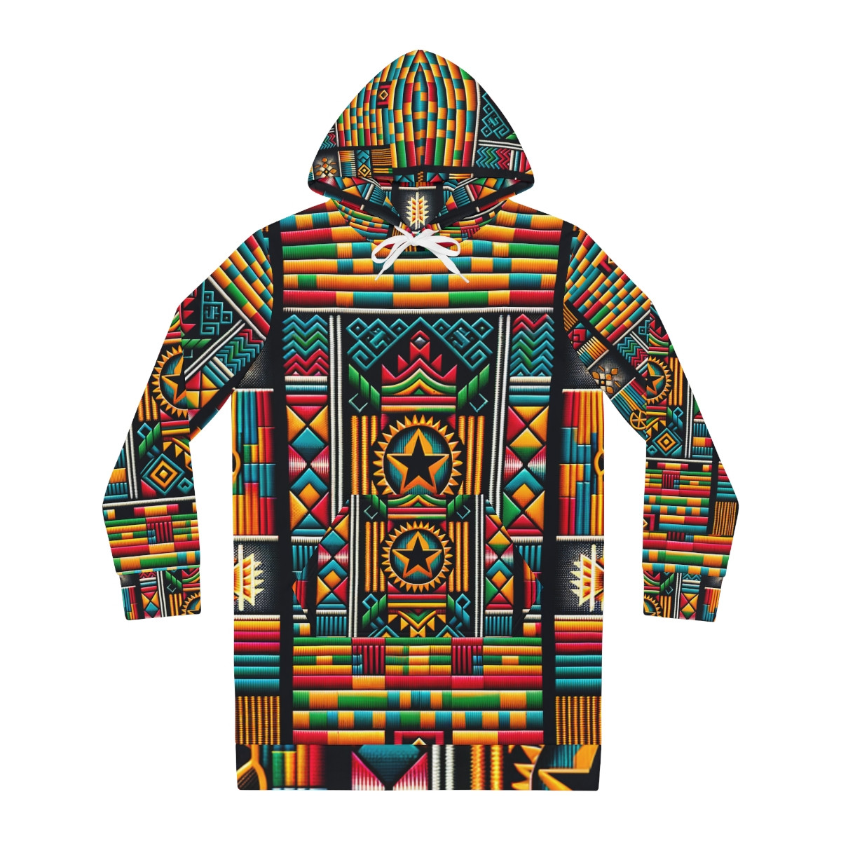 "AfroRhythm Kente Elegance Women's Hoodie Dress"