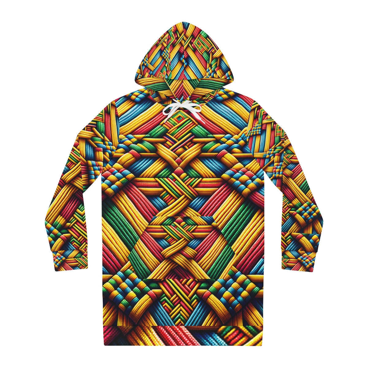 "AfroElegance Kente Ensemble Hoodie Dress"