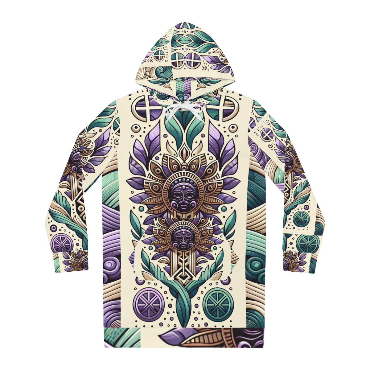 "Queen's Tapestry: Kente-Inspired Women's Hoodie Dress"