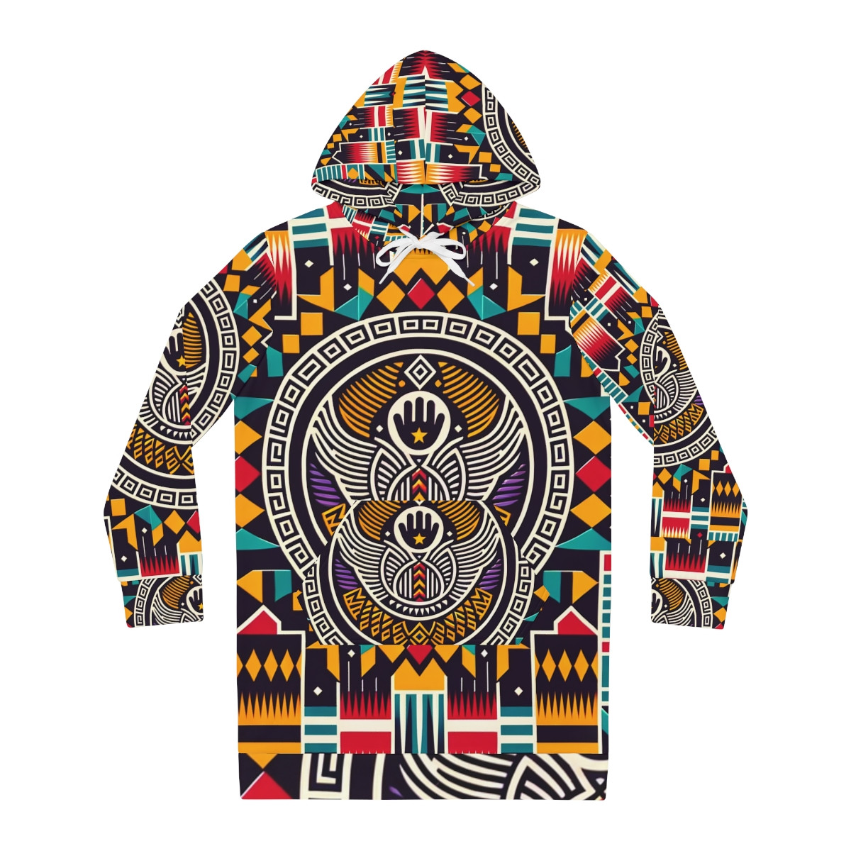 "Kente Kaleidoscope: Women's Hoodie Dress"