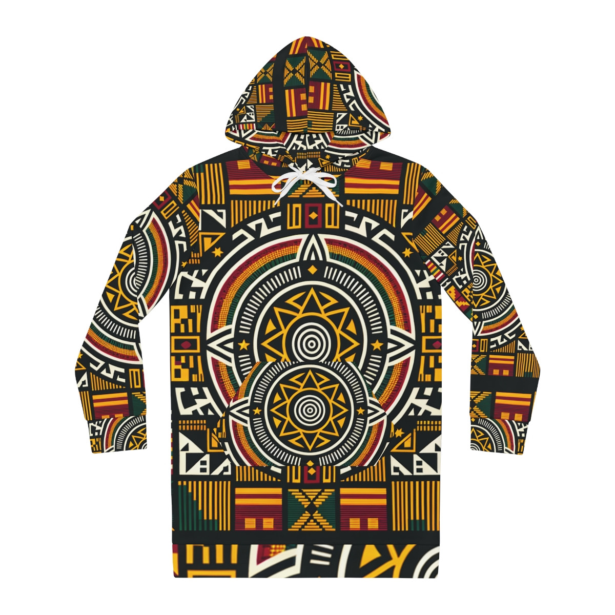"AfroElegance Kente-Inspired Women's Hoodie Dress"