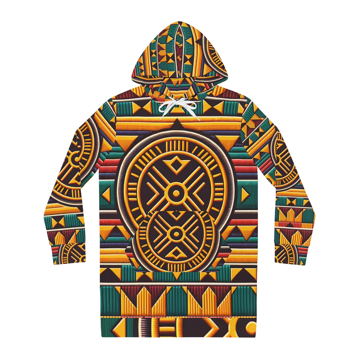 "AfroElegance Kente Kaleidoscope Women's Hoodie Dress"