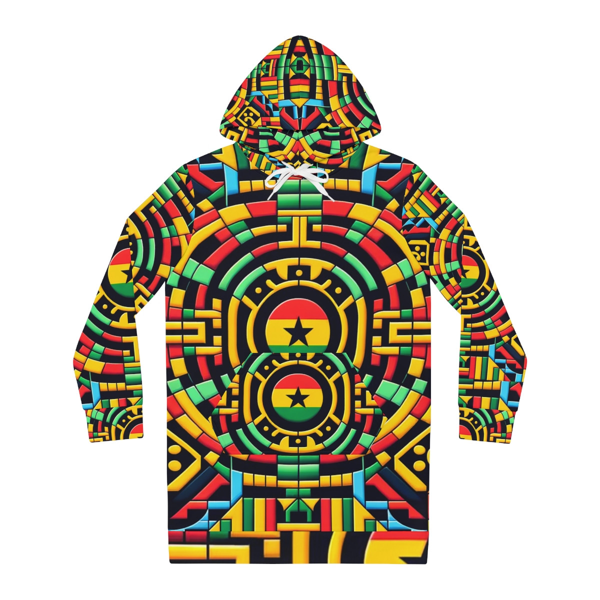 "AfroVogue Kente Kaleidoscope Women's Hoodie Dress"