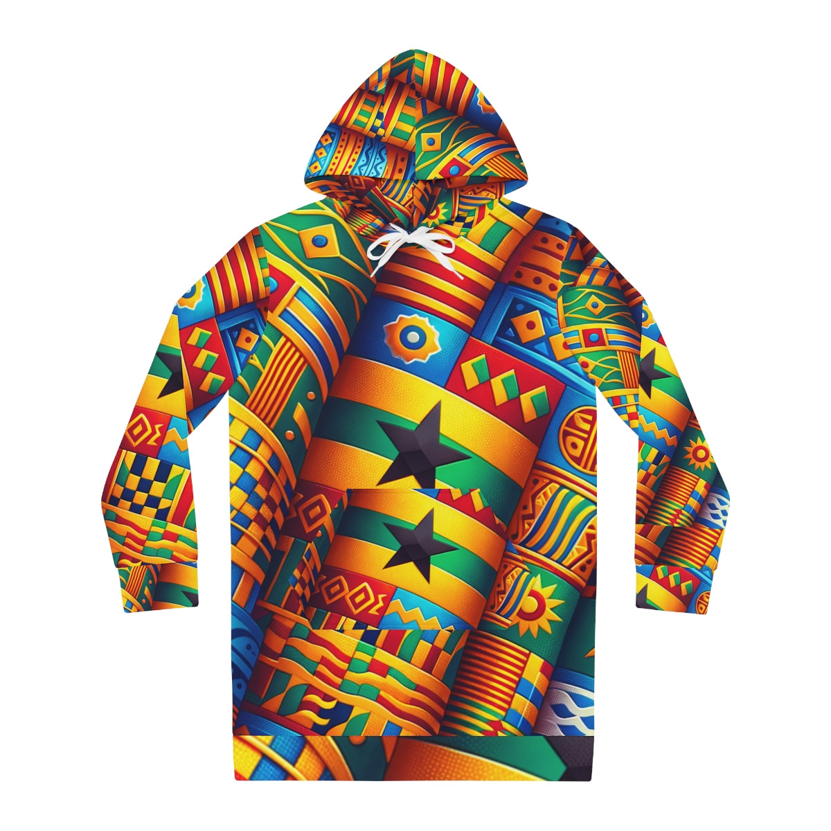 "AfroSplendor: Kente Elegance Women's Hoodie Dress"