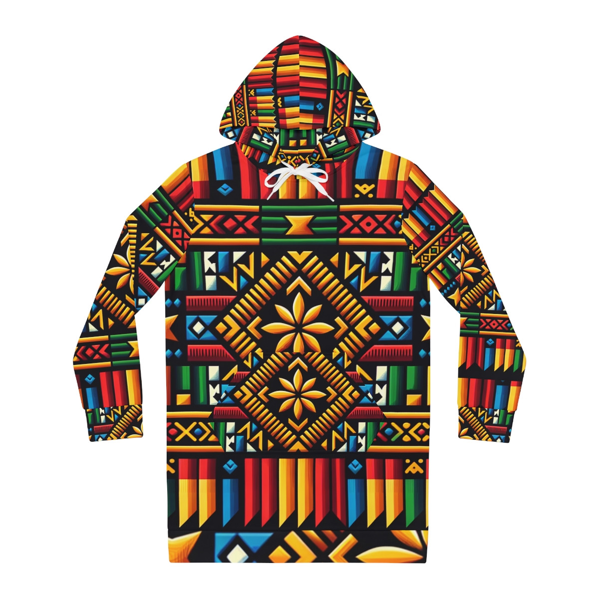 "Akwaaba Elegance: Kente-Inspired Women's Hoodie Dress"