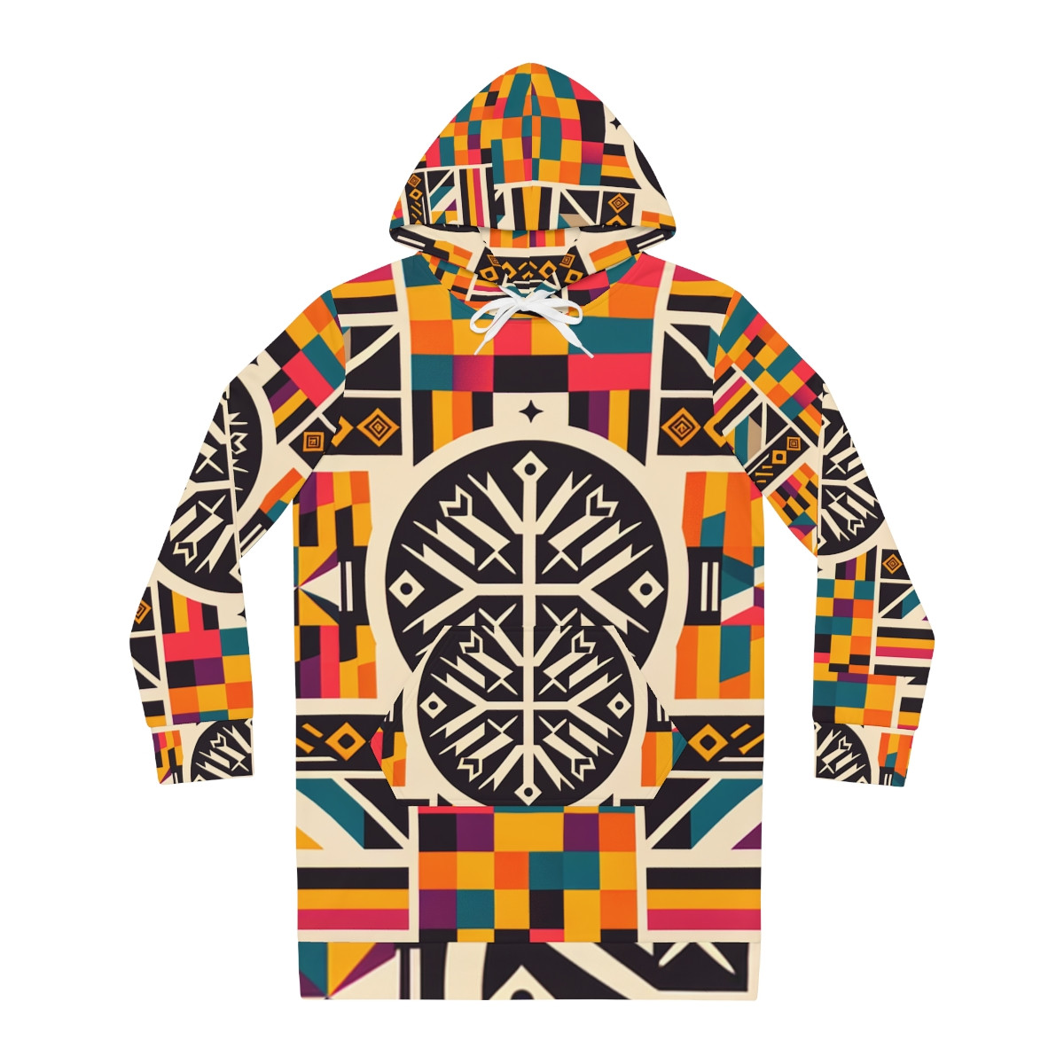 "African Radiance: Kente Majesty Women's Hoodie Dress"