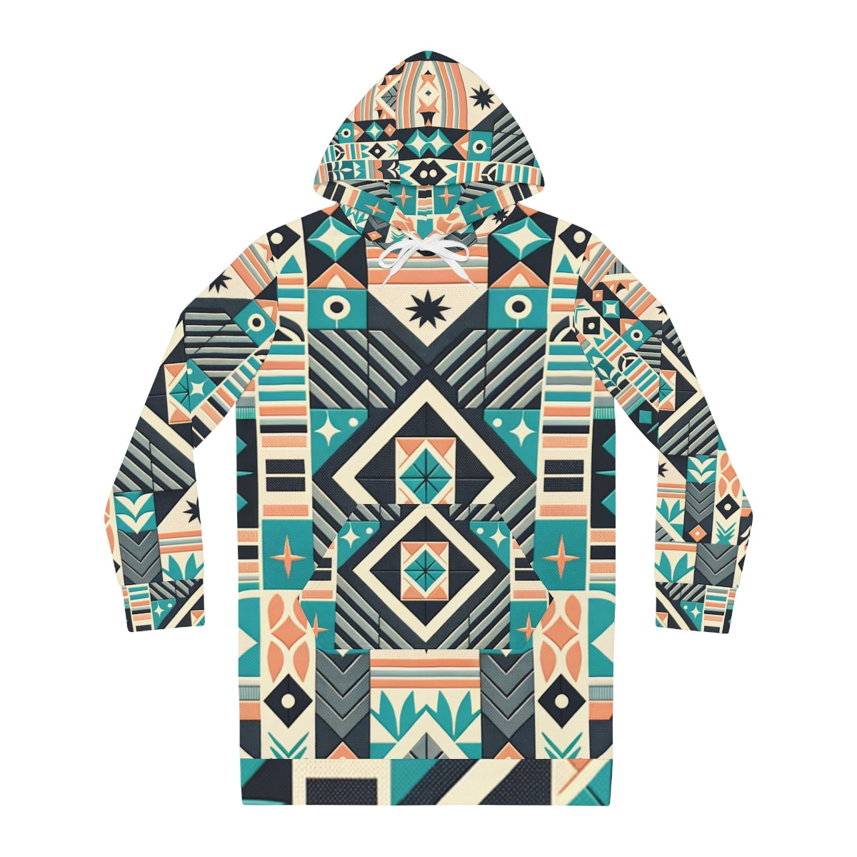 "AfroGlam Kente Charm Hoodie Dress"