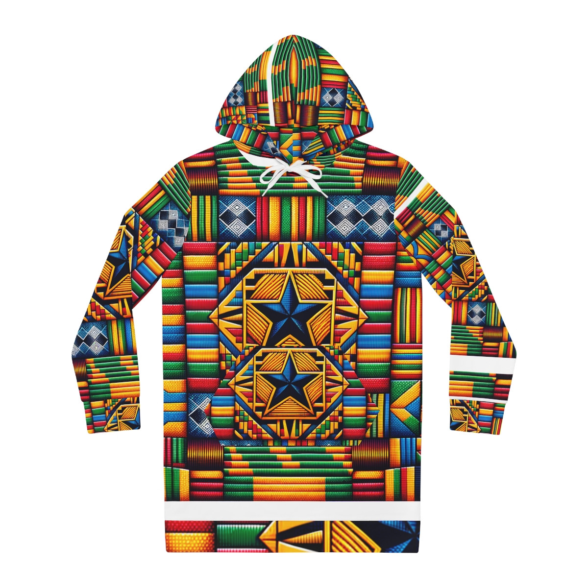 "Asha's Tapestry: Kente-Inspired Women's Hoodie Dress"