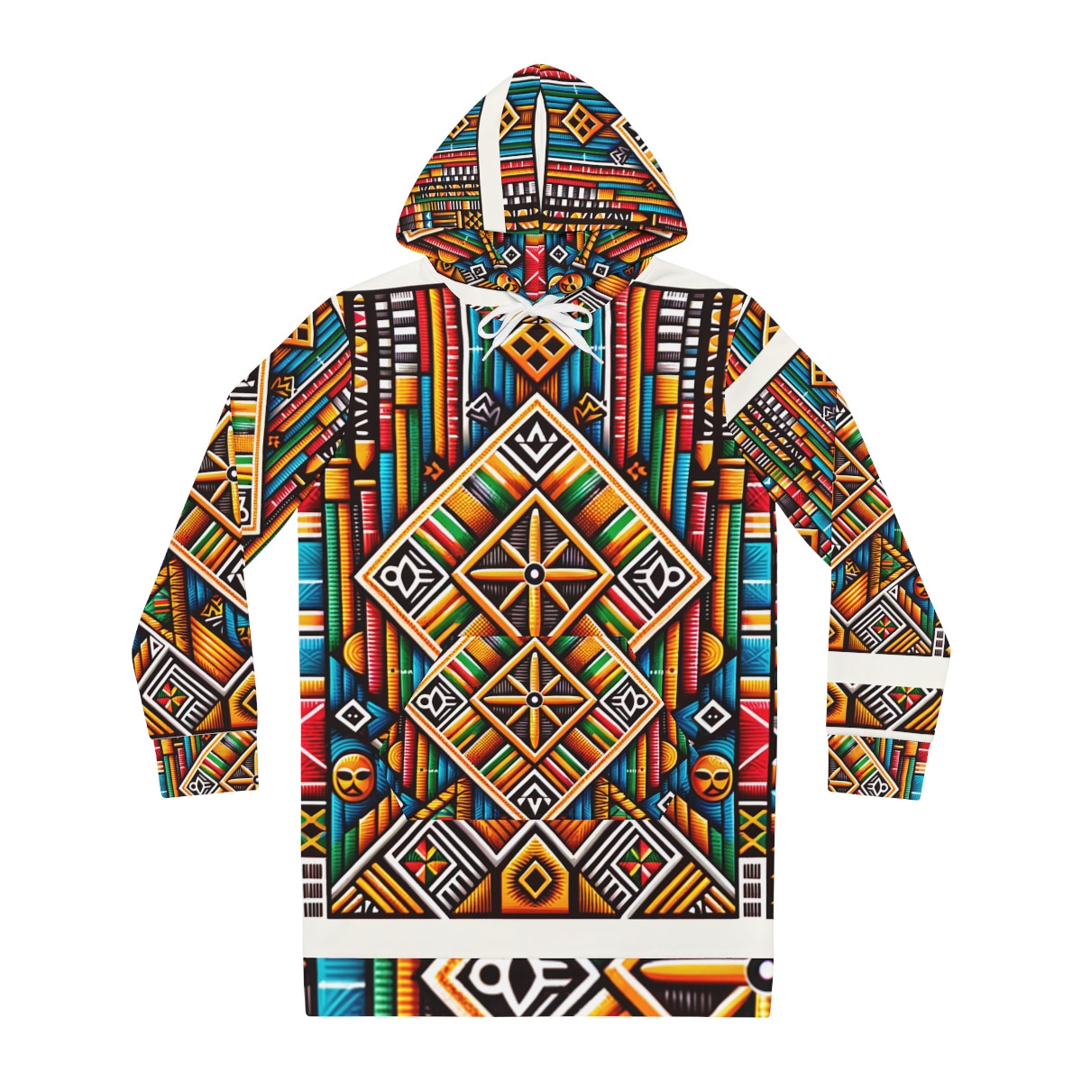 "AfroRhythm Kente Fusion Women's Hoodie Dress"