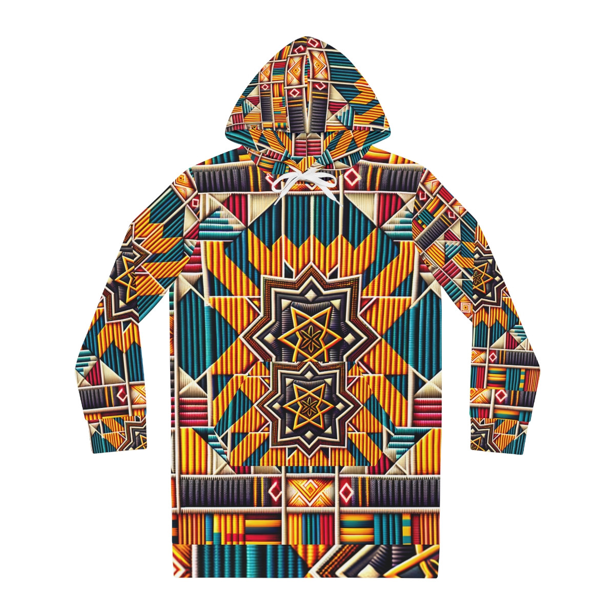"AfroEnigma: Kente Majesty Women's Hoodie Dress"