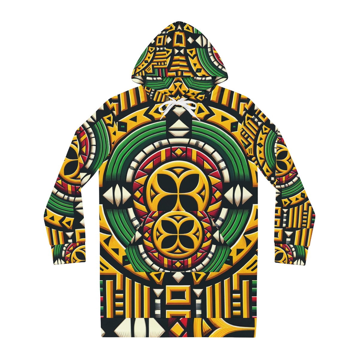 "AfroFusion Kente Kaleidoscope Women's Hoodie Dress"