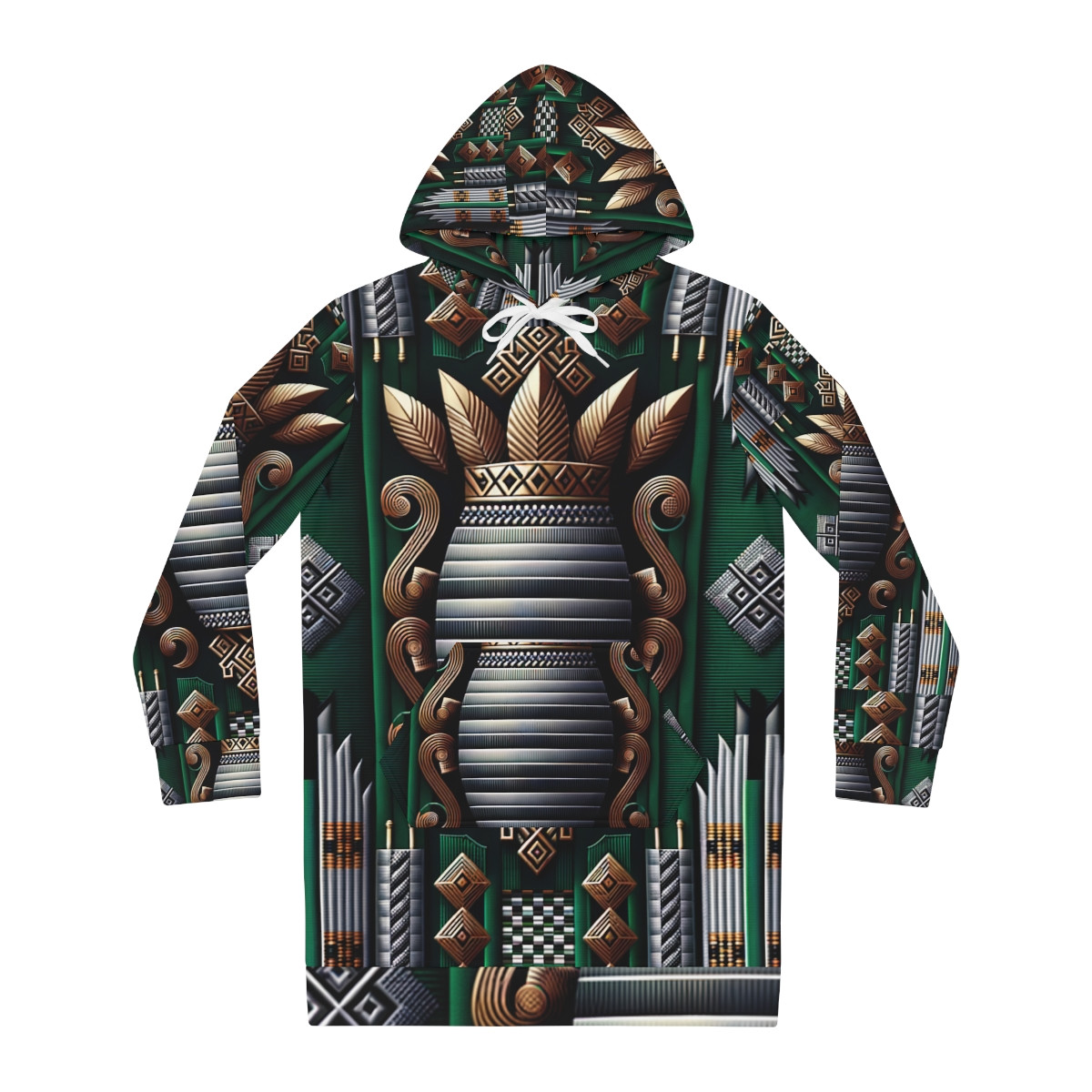 "AfroElegance Kente Fusion Women's Hoodie Dress"