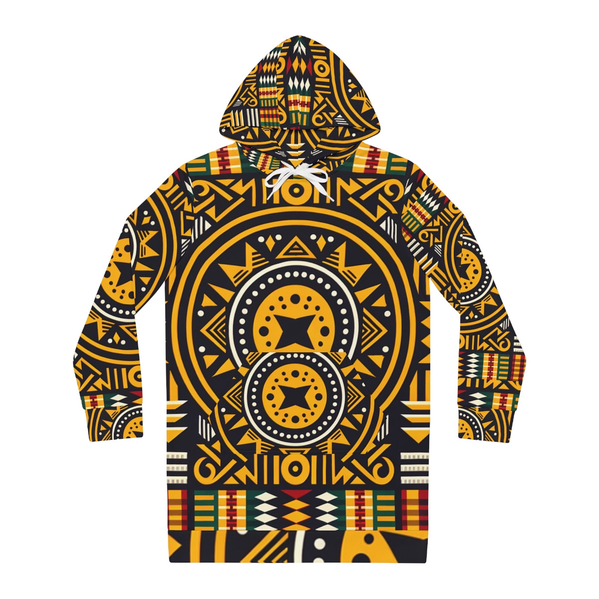 "Queen's Canvas Kente Couture Hoodie Dress"