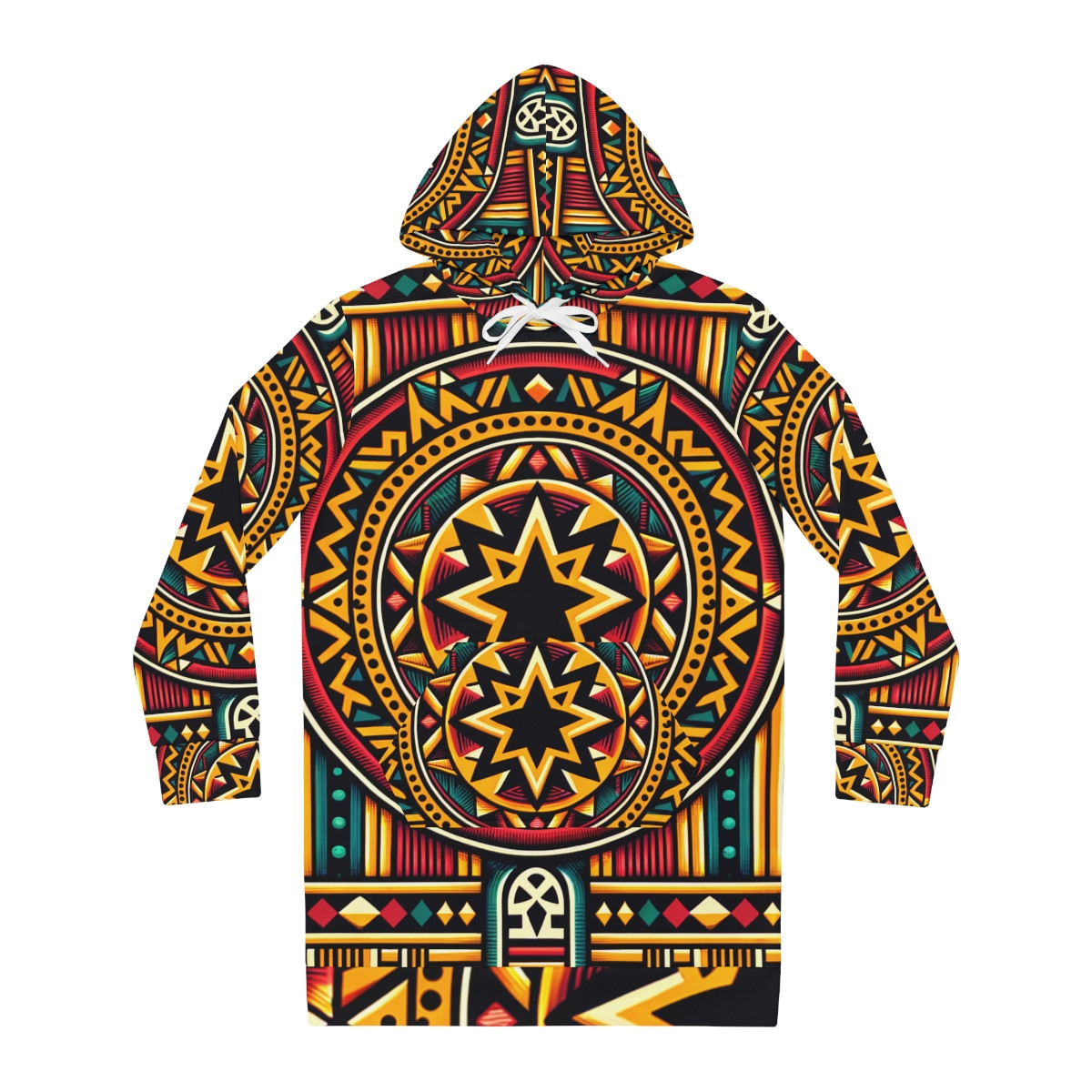 "African Radiance: Kente Tapestry Women's Hoodie Dress"