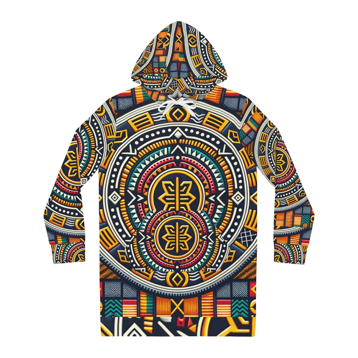 "African Elegance: Kente Stardust Women's Hoodie Dress"