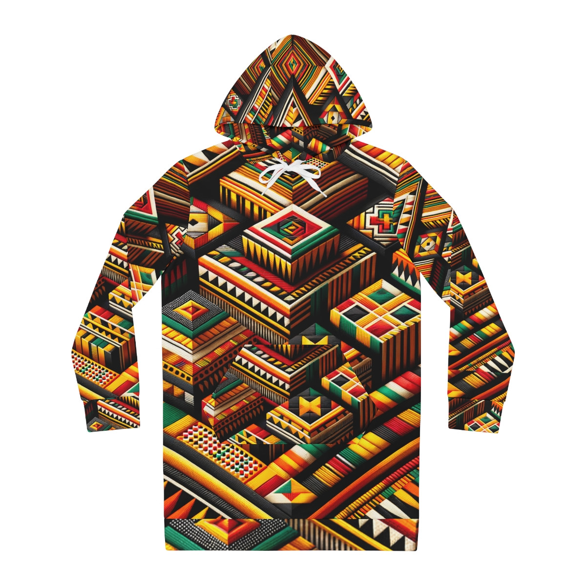 "Vibrant Verve: Guided by Kente Women's Hoodie Dress"