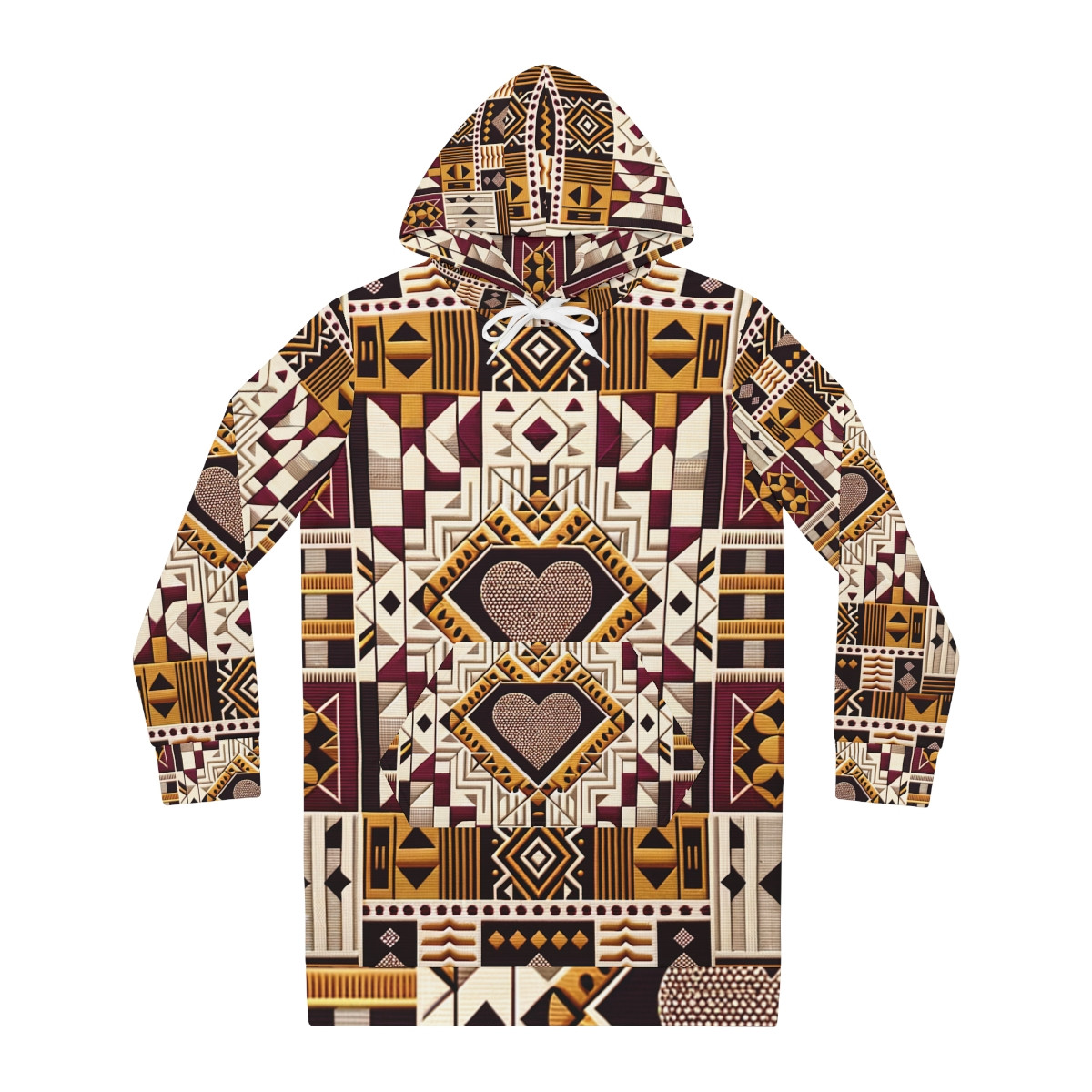 "Heritage Harmony: Women's Hoodie Dress in Kente Aesthetics"
