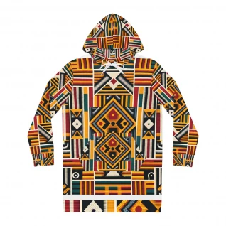 "Kente Kaleidoscope Women's Hoodie Dress"