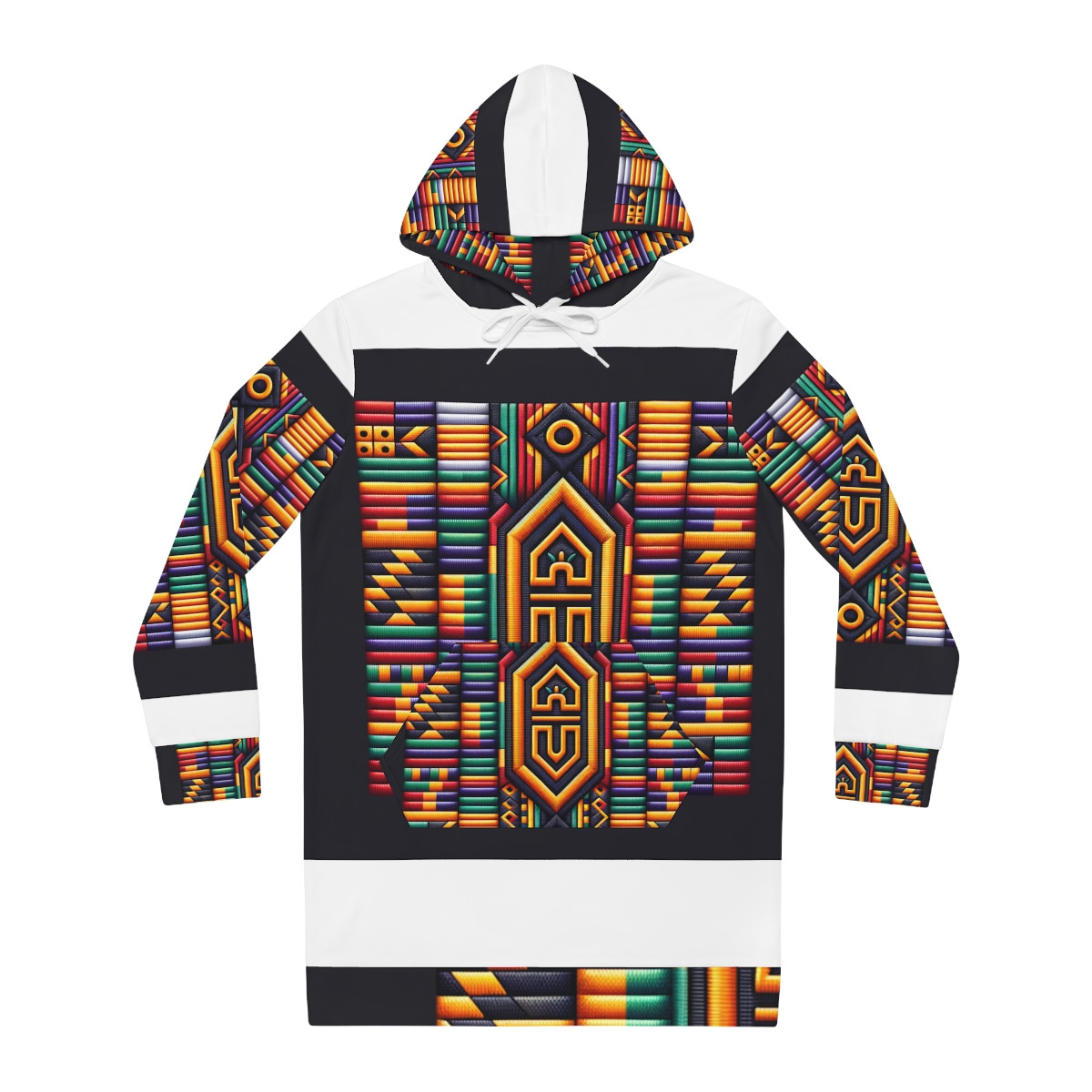 "AfroElegance Kente Verve Women's Hoodie Dress"