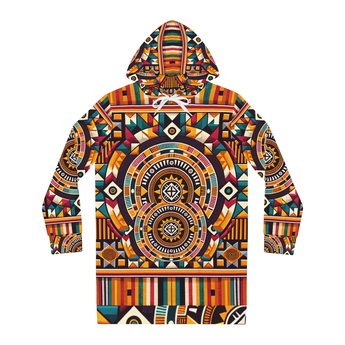 "Heritage Chic: Kente Kaleidoscope Hoodie Dress"