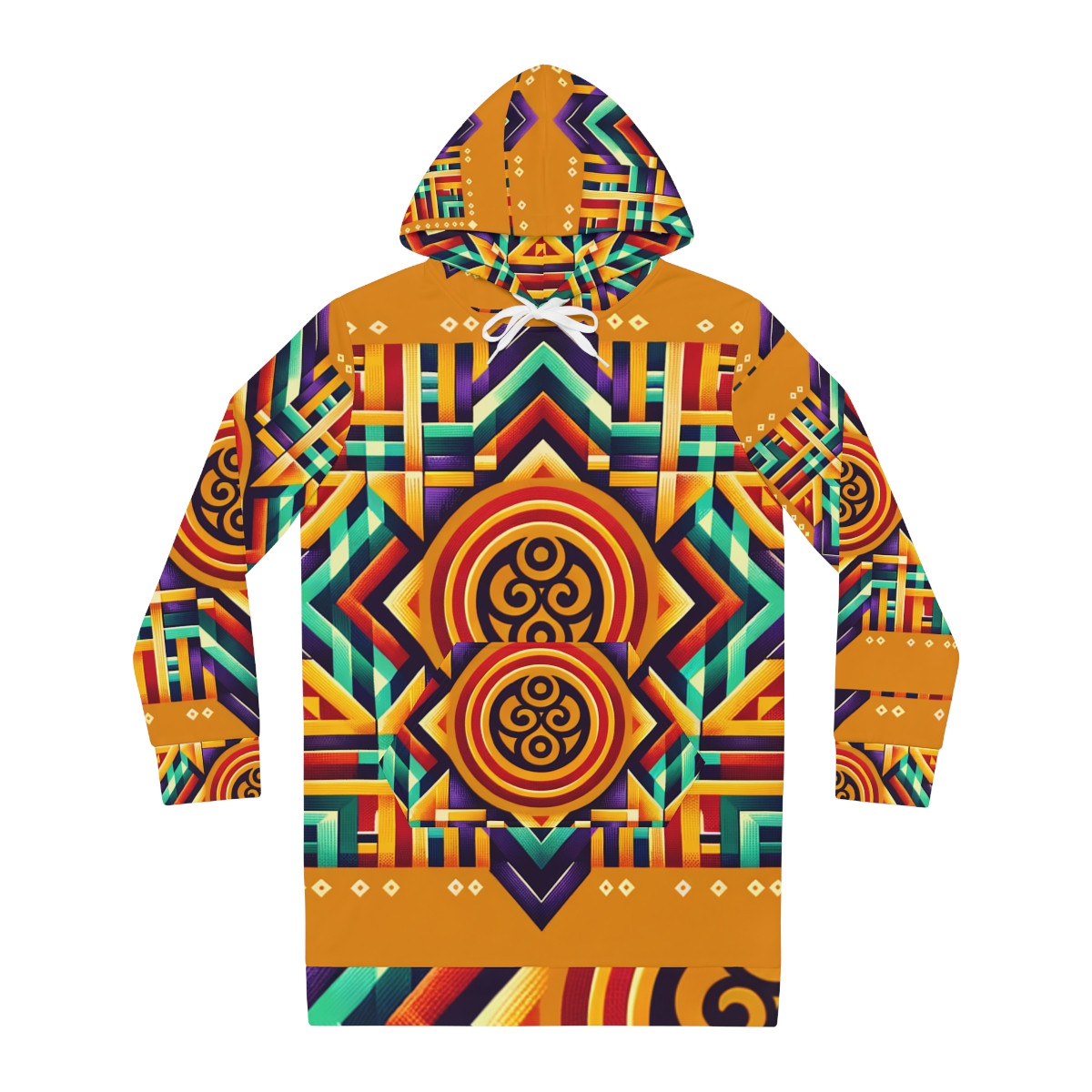 "AfroElegance Kente Fusion Women's Hoodie Dress"